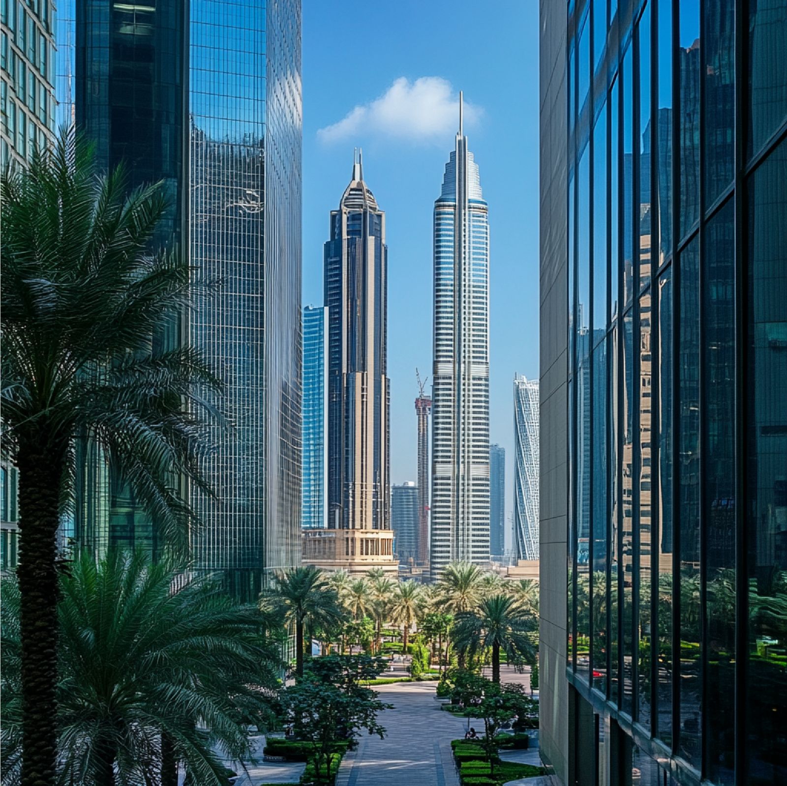 Dubai Skyline bei Nacht